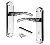 Betley Butterfly Genova Door Handles Polished Chrome Twist Lever Lock on Modern Marina Backplate for Internal Wooden Doors