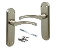 Betley Butterfly Genova Door Handles Satin Twist Lever Latch On Modern Marina Backplate
