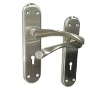Betley Butterfly Genova Door Handles Satin Twist Lever Lock Marina Backplate