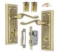 Betley Butterfly Georgian Door Handle Brass, Bathroom Wc Toilet Handles, Mortice Lock Hinges Set