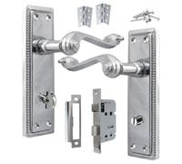 Betley Butterfly Georgian Door Handle Chrome Bathroom Wc Toilet Handles Mortice Lock Hinges Set - 3 Inch