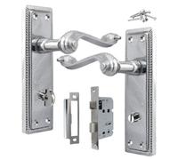 Betley Butterfly Georgian Door Handle Chrome, Bathroom Wc Toilet Handles, Mortice Lock Set