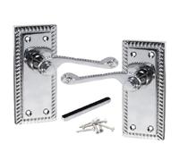 Betley Butterfly Georgian Door Handles Latch, Pair Chrome 108mm x 48mm Backplate, Vic Scroll Lever Handle for Interior Wooden Doors