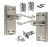 Betley Butterfly Georgian Handle Latch Door Handles Satin Pair Of 3 Inch Hinges And Latches Pack Sets