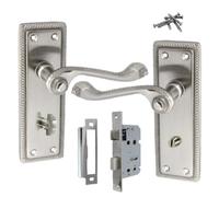 Betley Butterfly Georgian Satin Bathroom Door Handles Latch Door Handles