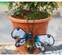 Betley Butterfly Glass Wing Insect Pot Hanger - Plant Pot Hanger Hanging Garden Ornament Art - Handmade Insect Decoration for Flowers (HoneyBee)