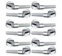 Betley Butterfly Knurled Door Handles Polished Chrome Loop & Neck Lever on Round Rose Latch Handle for Internal Wooden Doors for Home and Office Luxe (Handles, 6, Pairs)