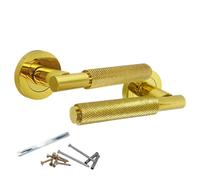 Betley Butterfly Knurled Turning Door Handles Polished Brass Lever On Round Rose Latch Handle Luxe
