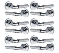 Betley Butterfly Knurled Turning Door Handles Polished Chrome Lever on Round Rose Latch Handle for Internal Wooden Doors for Home and Office Luxe (Handles, 6, Pairs)