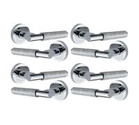 Betley Butterfly Knurled Turning Door Handles Polished Chrome Lever on Round Rose Latch Handle for Internal Wooden Doors for Home and Office Luxe (Handles, 4, Pairs)