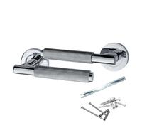 Betley Butterfly Knurled Turning Door Handles Polished Chrome Lever on Round Rose Latch Handle for Internal Wooden Doors for Home and Office Luxe (Handles, 1, Pairs)