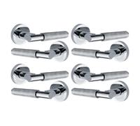 Betley Butterfly Knurled Turning Door Handles Polished Chrome Lever On Round Rose Latch Handle Luxe - 4 Pairs