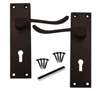 Betley Butterfly Lever Door Handle Aluminium Black 150mm Victorian Scroll for Key Lock, 1 Pair