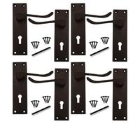 Betley Butterfly Lever Door Handle Set, Aluminium, Matt Black, 150mm, Victorian Scroll, 4 Pairs