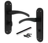 Betley Butterfly London Astrid Twist Door Handle, Matt Black, Lever on Backplate Bathroom Lock Handles, 179mm x 40mm with Fixings