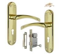 Betley Butterfly London Astrid Twist Door Handle Pack, Polished Brass, Lever on Backplate Lock Handles, 179mm x 40mm with Sashlock Keys and Fixings