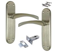 Betley Butterfly London Astrid Twist Door Handle Pack, Satin Nickel, Lever on Backplate Latch Handles, 179mm x 40mm with Tubular Latch and Fixings