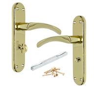 Betley Butterfly London Astrid Twist Door Handle, Polished Brass, Lever on Backplate Bathroom Lock Handles, 179mm x 40mm with Fixings