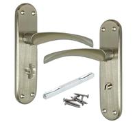 Betley Butterfly London Astrid Twist Door Handle, Satin Nickel, Lever on Backplate Bathroom Lock Handles, 179mm x 40mm with Fixings