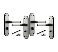 Betley Butterfly Marina Door Handle Two Tone Bathroom Lock Lever - Matt Black and Satin, 2 Pairs