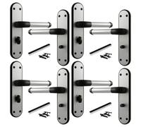 Betley Butterfly Marina Door Handle Two Tone Bathroom Lock Lever - Matt Black and Satin, 4 Pairs