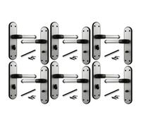 Betley Butterfly Marina Door Handle Two Tone Bathroom Lock Lever - Matt Black and Satin, 6 Pairs