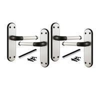 Betley Butterfly Marina Door Handle Two Tone Latch Lever - Matt Black And Satin - 2 Pairs