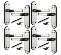 Betley Butterfly Marina Door Handle Two Tone Latch Lever - Matt Black And Satin - 4 Pairs