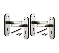 Betley Butterfly Marina Door Handle Two Tone Lock Lever - Matt Black and Satin, 2 Pairs