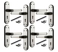 Betley Butterfly Marina Door Handle Two Tone Lock Lever - Matt Black and Satin, 4 Pairs