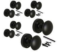 Betley Butterfly Matt Black Mortice Sprung Door Knob Set Pack Pair Round Victorian Door Knobs 56mm (Handles, 4, Pairs)