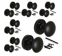 Betley Butterfly Matt Black Mortice Sprung Door Knob Set Pack Pair Round Victorian Door Knobs 56mm (Handles, 6, Pairs)