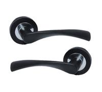 Betley Butterfly Matt Black Twist Door Handles On Round Rose Modern Astrid Style Door Handles