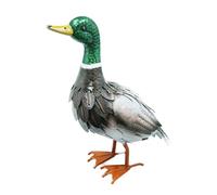 Betley Butterfly Metal Garden Duck Ornament, Green and Grey Mallard Farmyard Male Duck Sculpture, 38.5cm Wildlife Patio Decoration