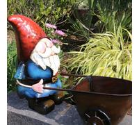 Betley Butterfly Metal Garden Gnome Statue - With Wheelbarrow