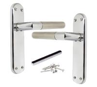 Betley Butterfly Mitred Door Handles Straight Lever Latch Duo - Chrome Satin 180mm x 40mm Interior Wooden Doors Home and Office