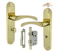 Betley Butterfly Monja Astrid Door Handles Arched Lever Polished Brass Bathroom Lock Pack