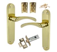 Betley Butterfly Monja Astrid Door Handles Arched Lever Polished Brass Latch Hinges Pack
