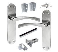 Betley Butterfly Monja Astrid Door Handles Arched Lever Polished Chrome Latch Hinges Pack