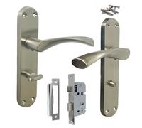 Betley Butterfly Monja Astrid Door Handles Arched Lever Satin Bathroom Lock Pack