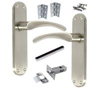 Betley Butterfly Monja Astrid Door Handles Arched Lever Satin Latch Hinges Pack