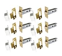 Betley Butterfly Mortice Tubular Door Latch 3" 73mm Bolt Through Internal Catch Brass Plate - Pack Of 6