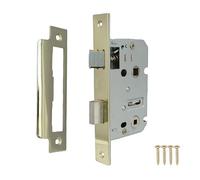 Betley Butterfly Mortise Lock Bathroom Sashlock, Brass Plated, Reversible Bolt, 64mm, Metal, for Bath Door