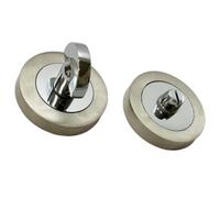 Betley Butterfly Mortise Lock Bathroom WC Thumb Turn and Release, Chrome and Satin Duo Finish, 50 x 10mm Rose, Metal, Toilet Door Security, 1 Piece