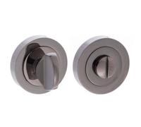 Betley Butterfly Mortise Lock Thumb Turn and Release in Black Nickel, 50x10mm Rose, Metal, for Bathroom/WC Door