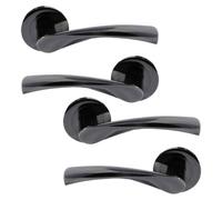 Betley Butterfly Multipack Astrid Door Handles Latch Twist Lever On Rose - Black Nickel 120mm - Pack Of 2