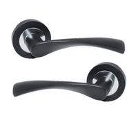 Betley Butterfly Multipack Astrid Door Handles Latch Twist Lever On Rose Duo - Matt Black Chrome 120mm - Each