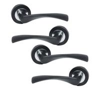 Betley Butterfly Multipack Astrid Door Handles Latch Twist Lever On Rose Duo - Matt Black Chrome 120mm - Pack Of 2