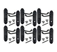 Betley Butterfly Multipack Epsom Door Handle Matt Black Bathroom Lock Scroll Lever - 6 Pairs