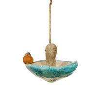 Betley Butterfly Mushroom Resin Bird Feeder Garden Ornament - Robin - Blue